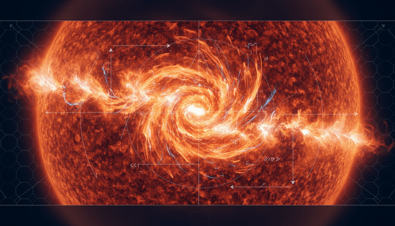 Detailed image of plasma whirlpools on the sun's surface captured by a solar telescope.
