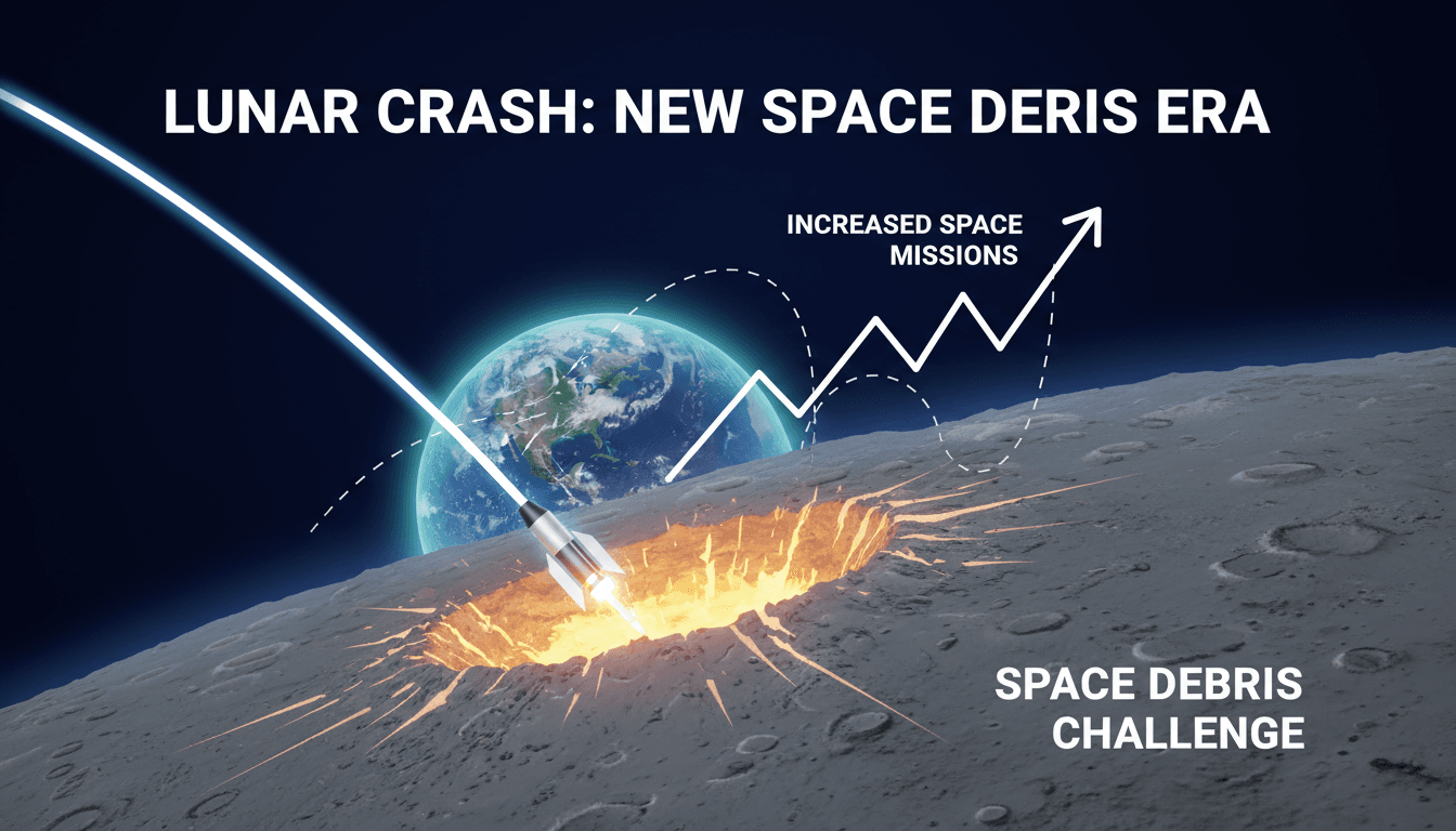 A depiction of the new crater formed on the Moon after the SpaceX rocket part crash.