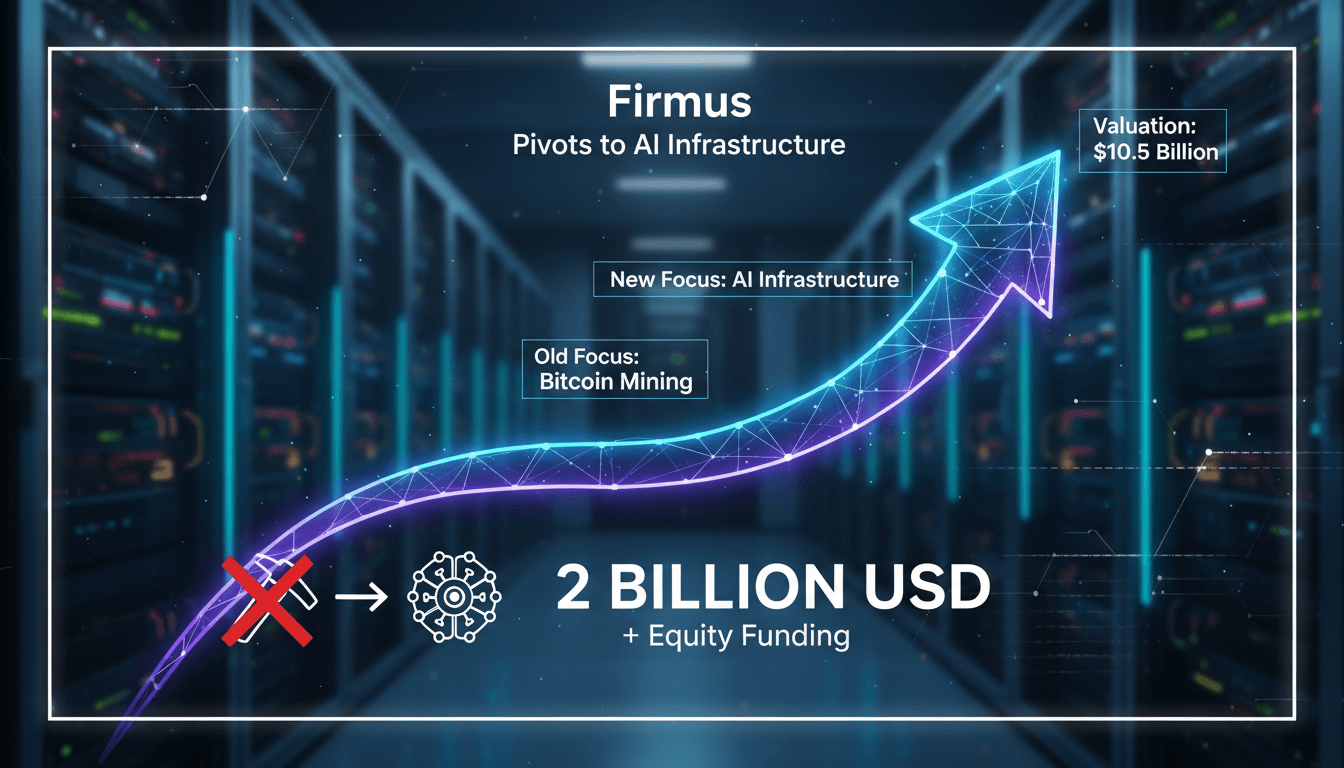Firmus logo with a backdrop of AI technology graphics