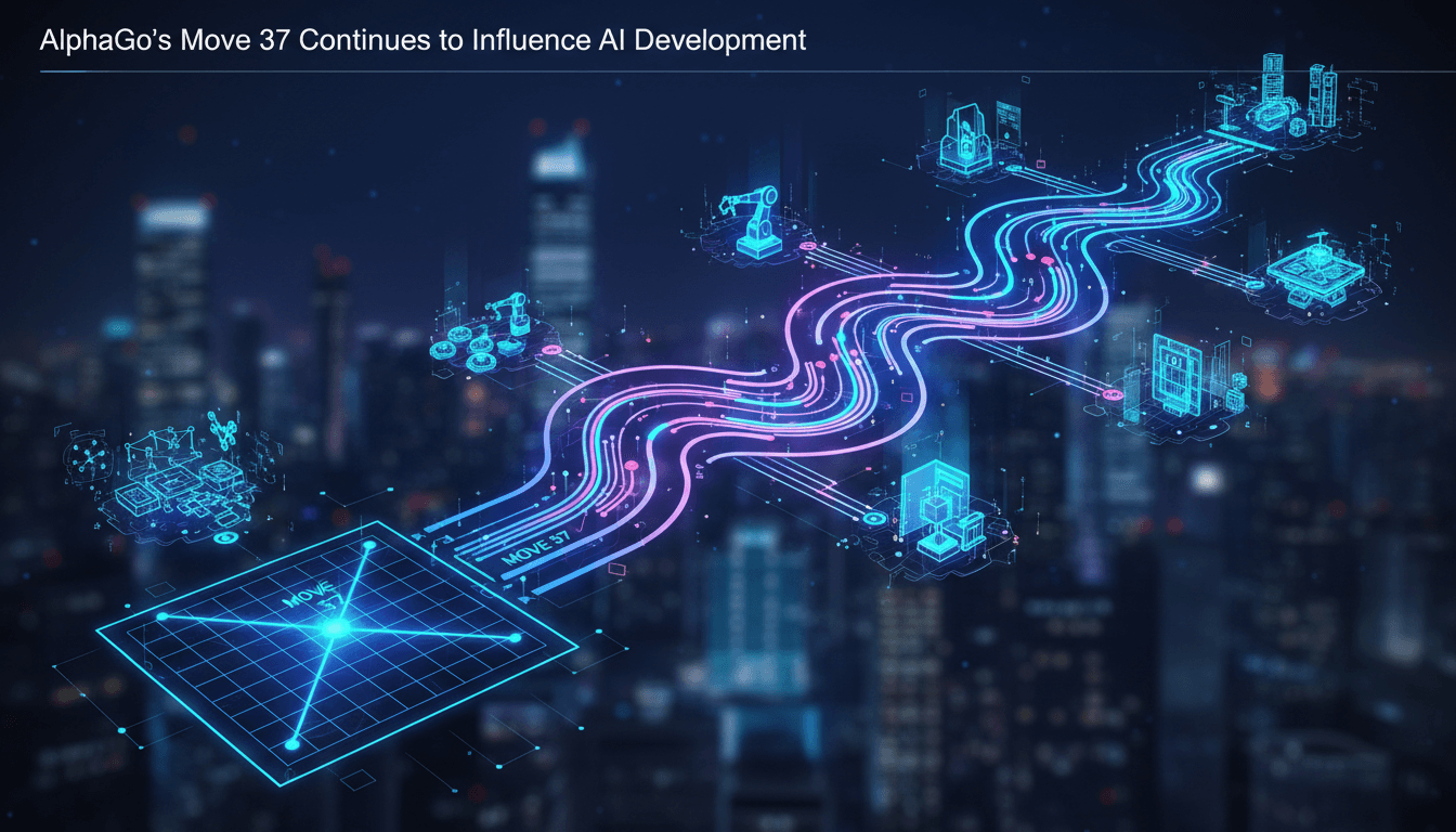 Illustration of AlphaGo's Move 37 and its impact on AI development.