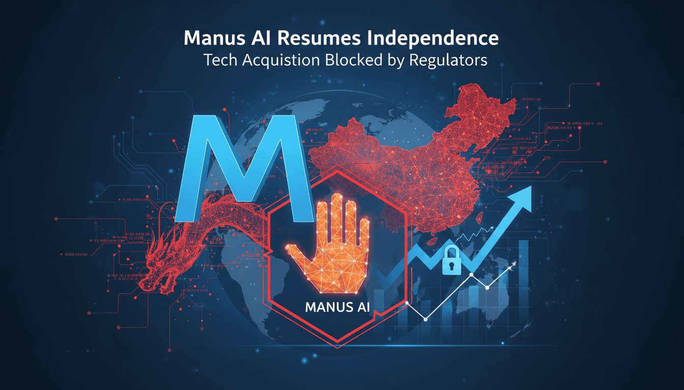 Manus AI logo with a backdrop of regulatory documents