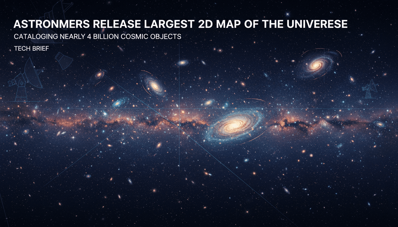 Astronomers unveil a detailed 2D map of the universe showcasing nearly 4 billion cosmic objects.