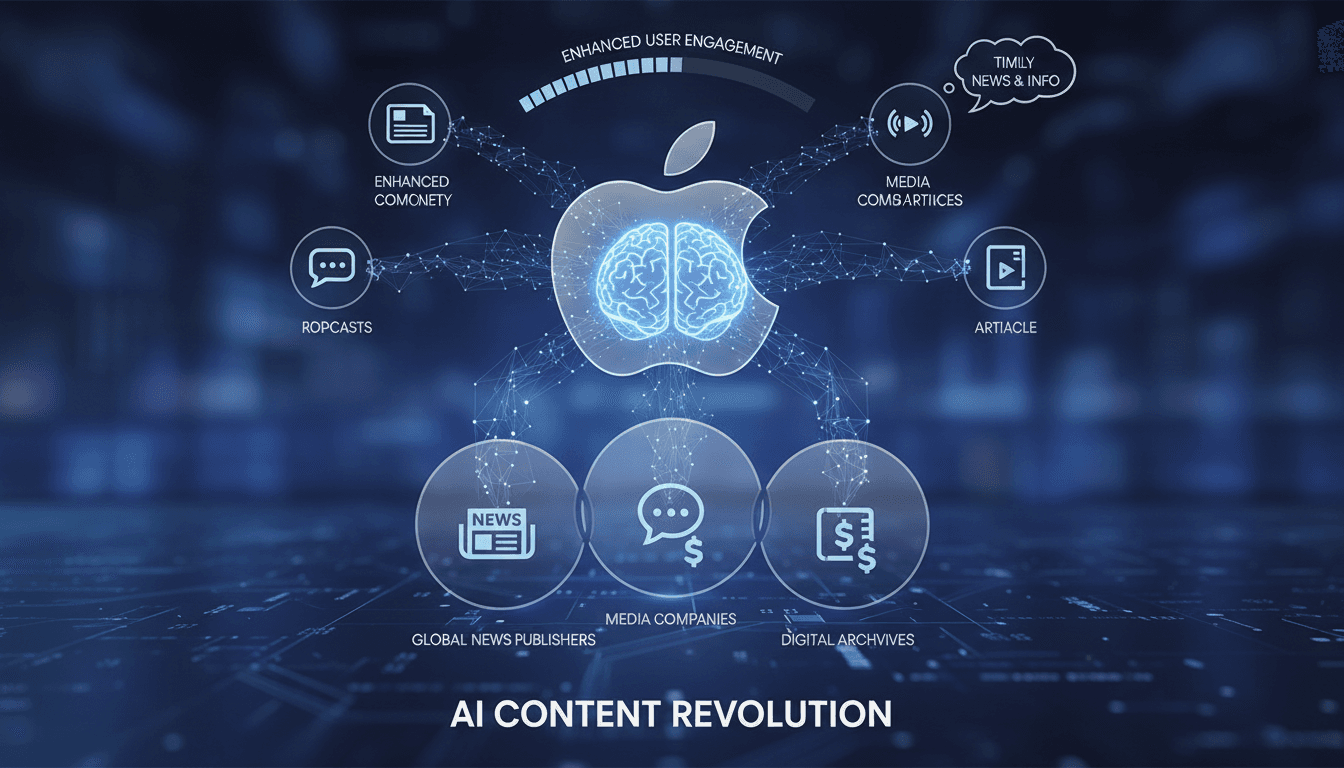 Apple logo with Siri interface showcasing news updates