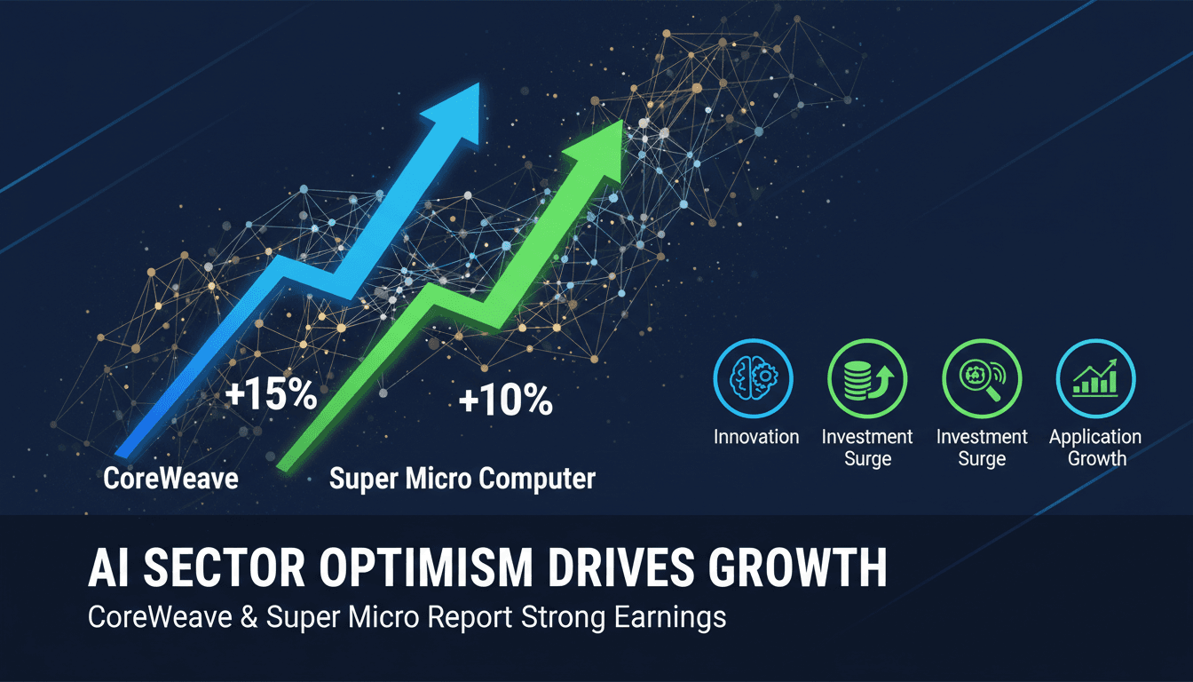 Graph showing rising stock prices of CoreWeave and Super Micro in the AI market.