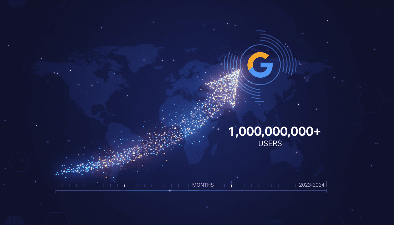 Graph showing the growth of Google's Gemini AI user base