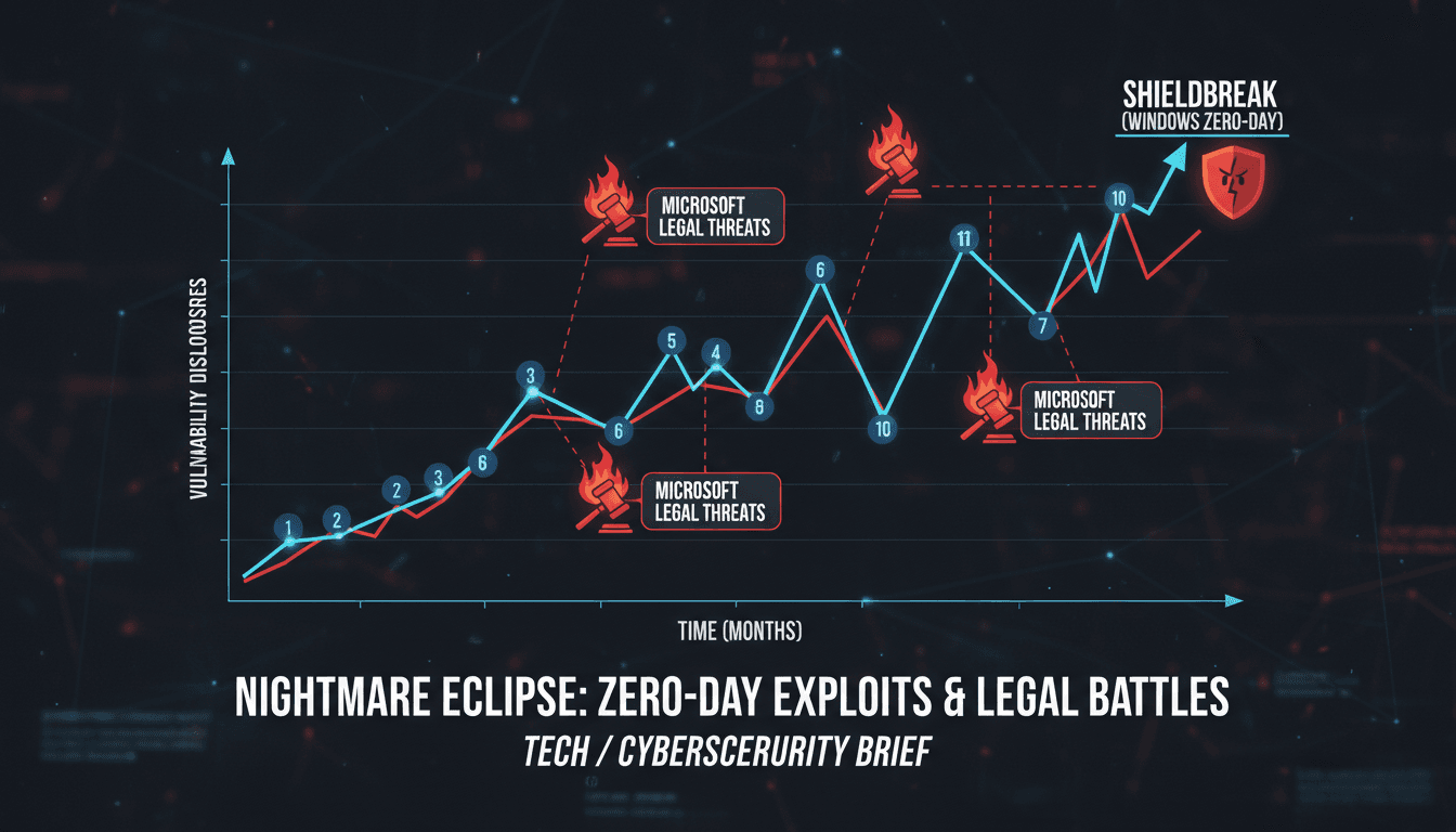 Nightmare Eclipse releases new Windows zero-day exploit ShieldBreak amid legal threats from Microsoft.