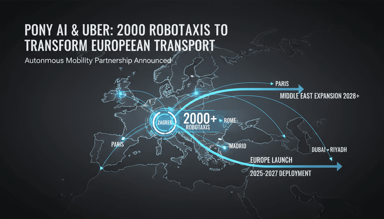 A futuristic robotaxi in an urban setting, symbolizing the future of transportation.
