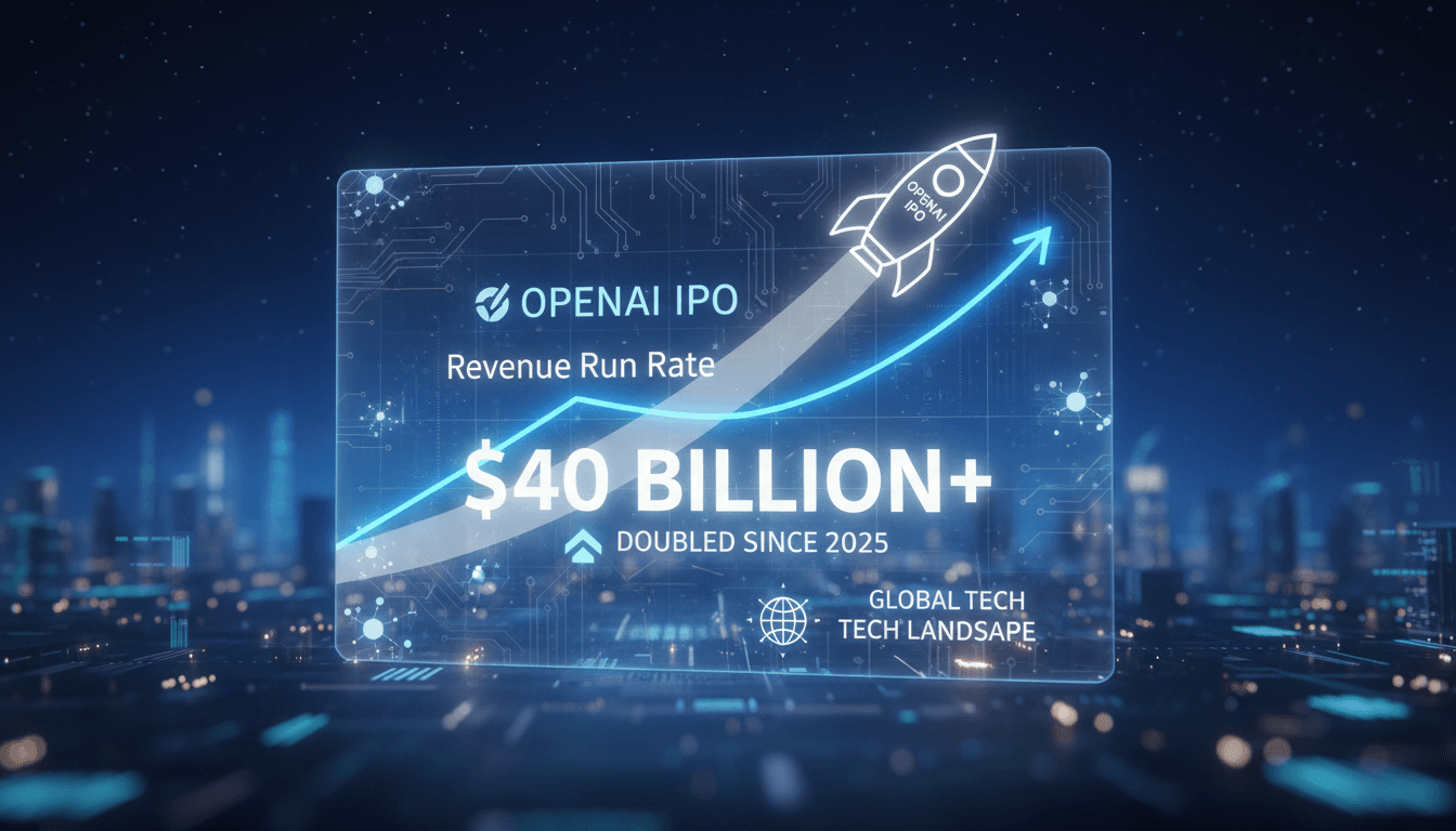 OpenAI logo with a financial growth chart background