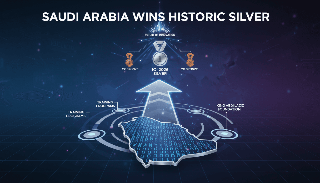 Saudi Arabian team celebrating their achievements at the IOI 2026.