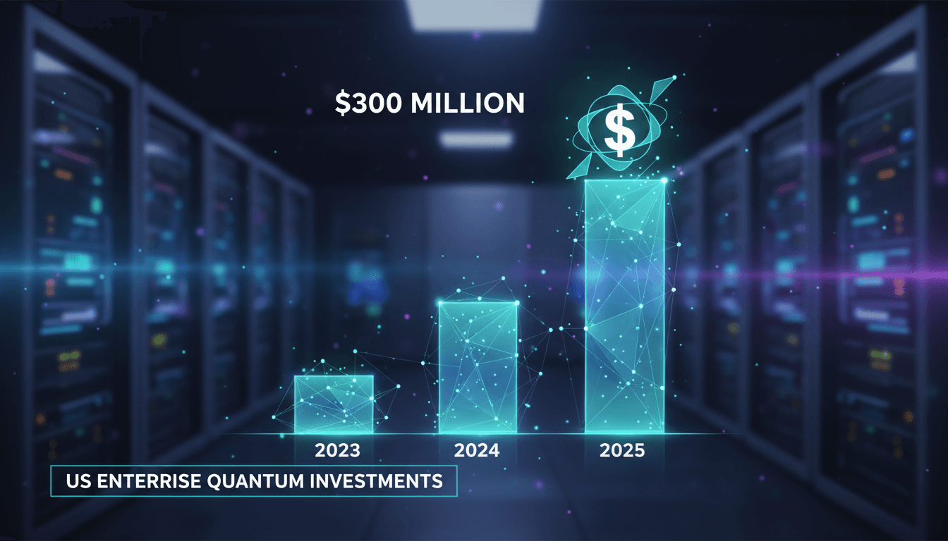 Graph showing projected investments in quantum computing by US enterprises.