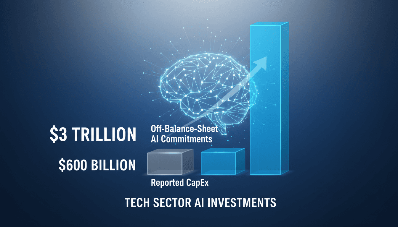 Illustration of tech companies' financial commitments to AI infrastructure.