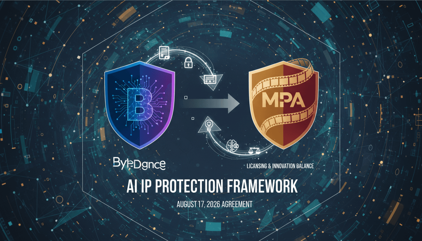 Infographic showing the MOU between ByteDance and MPA on AI-generated content protections.