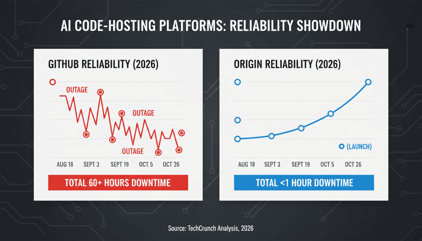 A visual comparison of Cursor's Origin platform and GitHub's service reliability metrics.