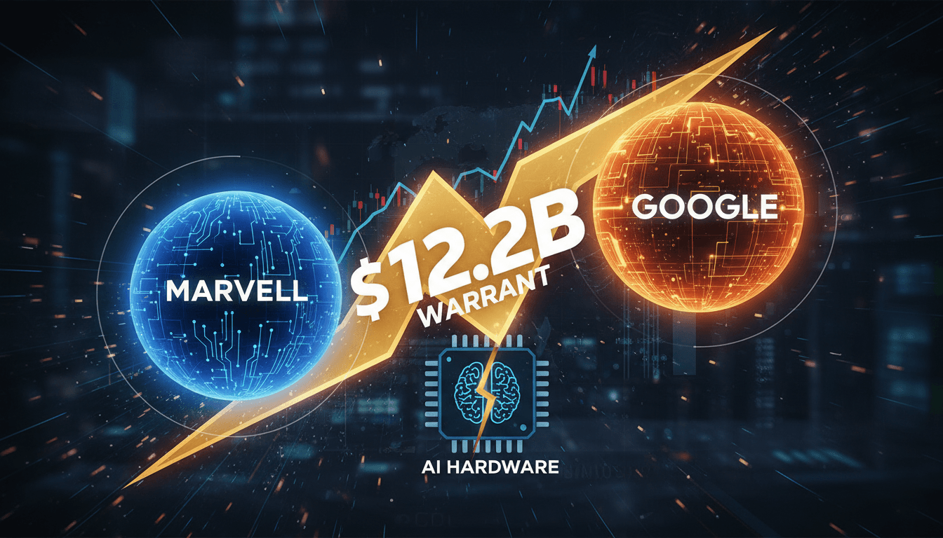 Visual representation of Marvell and Google's partnership in custom chip development, highlighting the $12.2 billion equity stake.