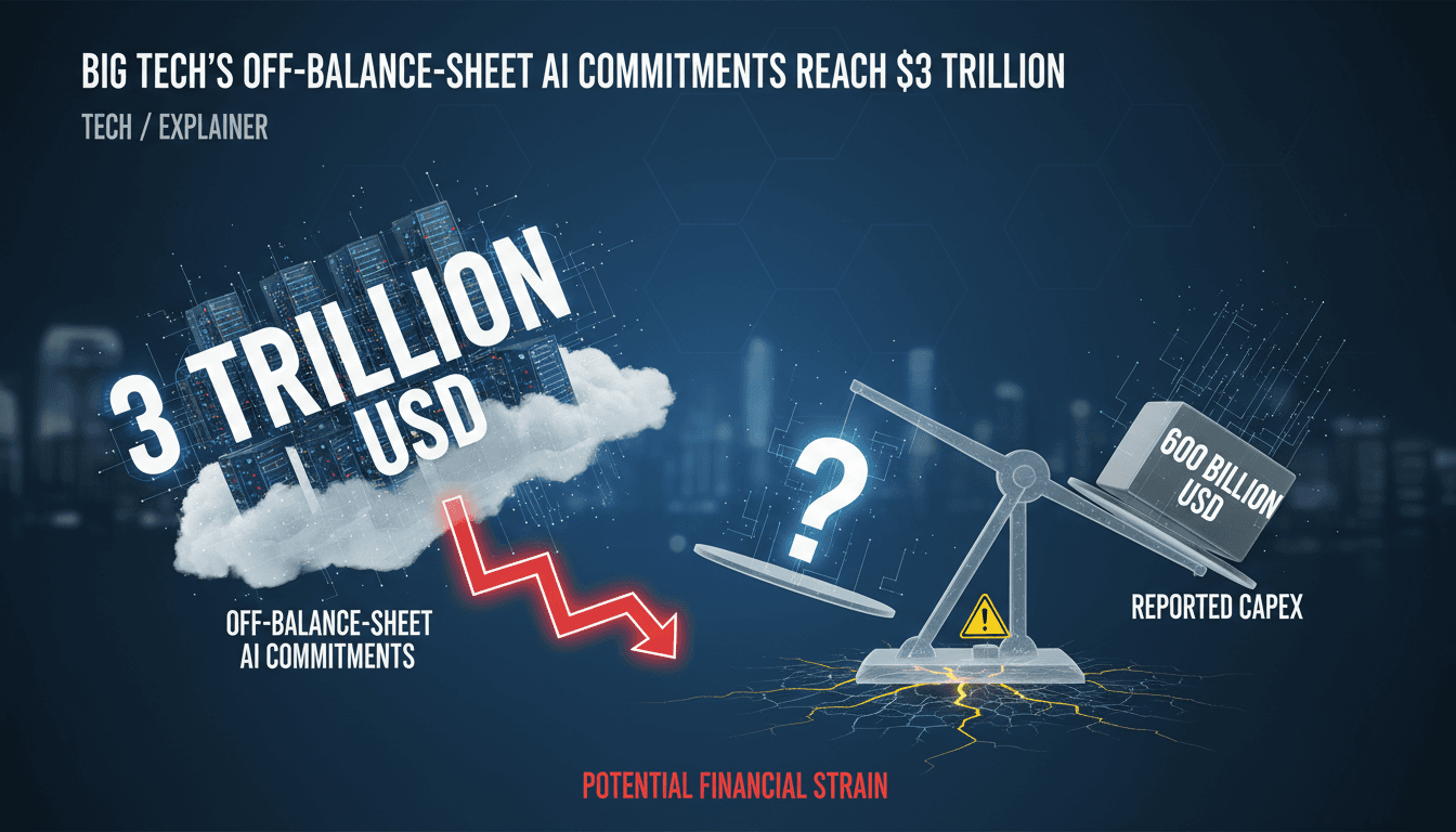 Infographic showing Big Tech's $3 trillion AI commitments compared to traditional capital expenditures.