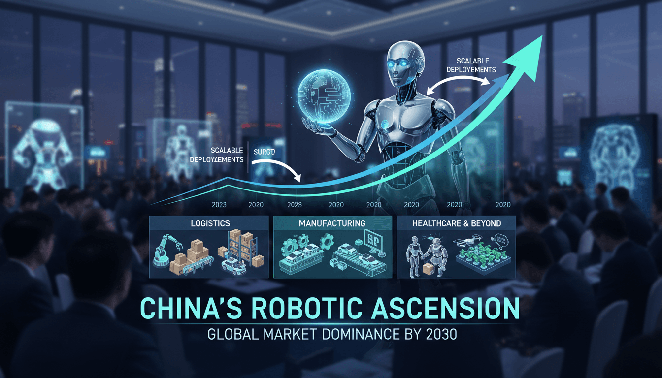 A humanoid robot in a logistics setting, showcasing its application in sorting and delivery tasks.
