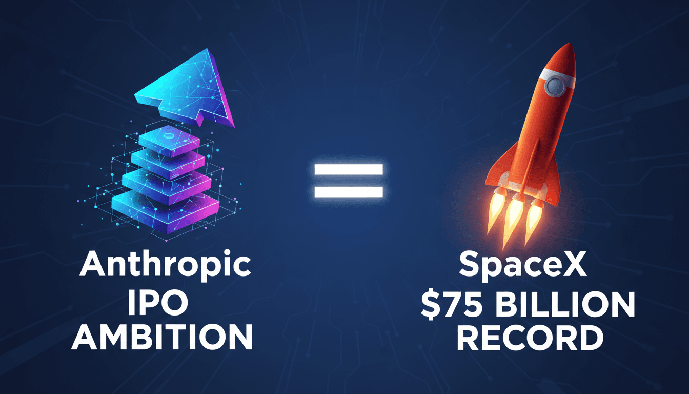 A visual representation of Anthropic's IPO ambitions compared to SpaceX's record-setting raise.