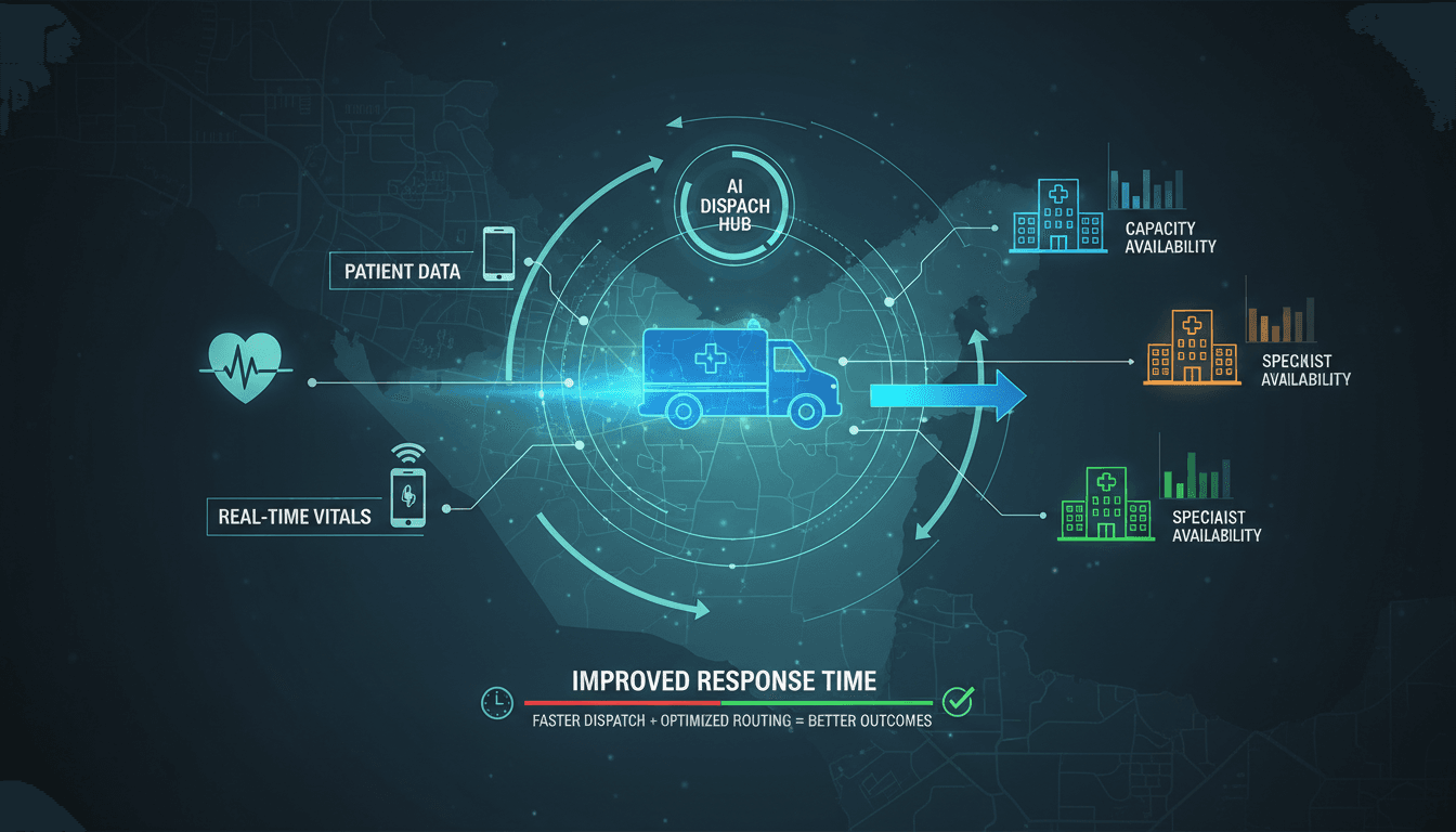 Smart ambulance in Abu Dhabi showcasing real-time data integration for emergency medical services.