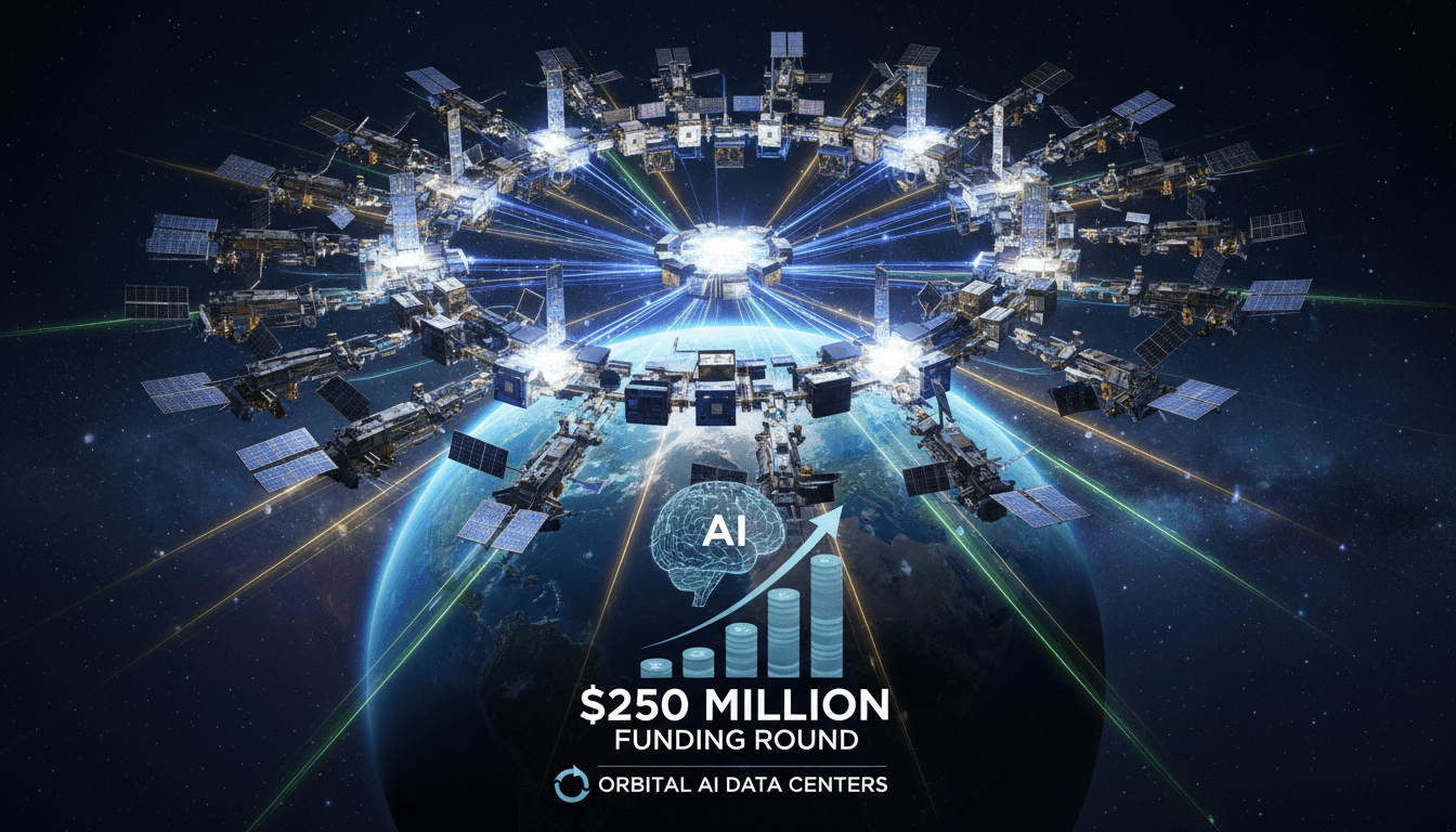 An infographic showing Starcloud's satellite constellation and energy capabilities for AI data centers.