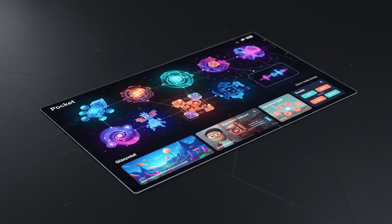 A vibrant display of Meta's Pocket app showcasing interactive games and user-generated content.