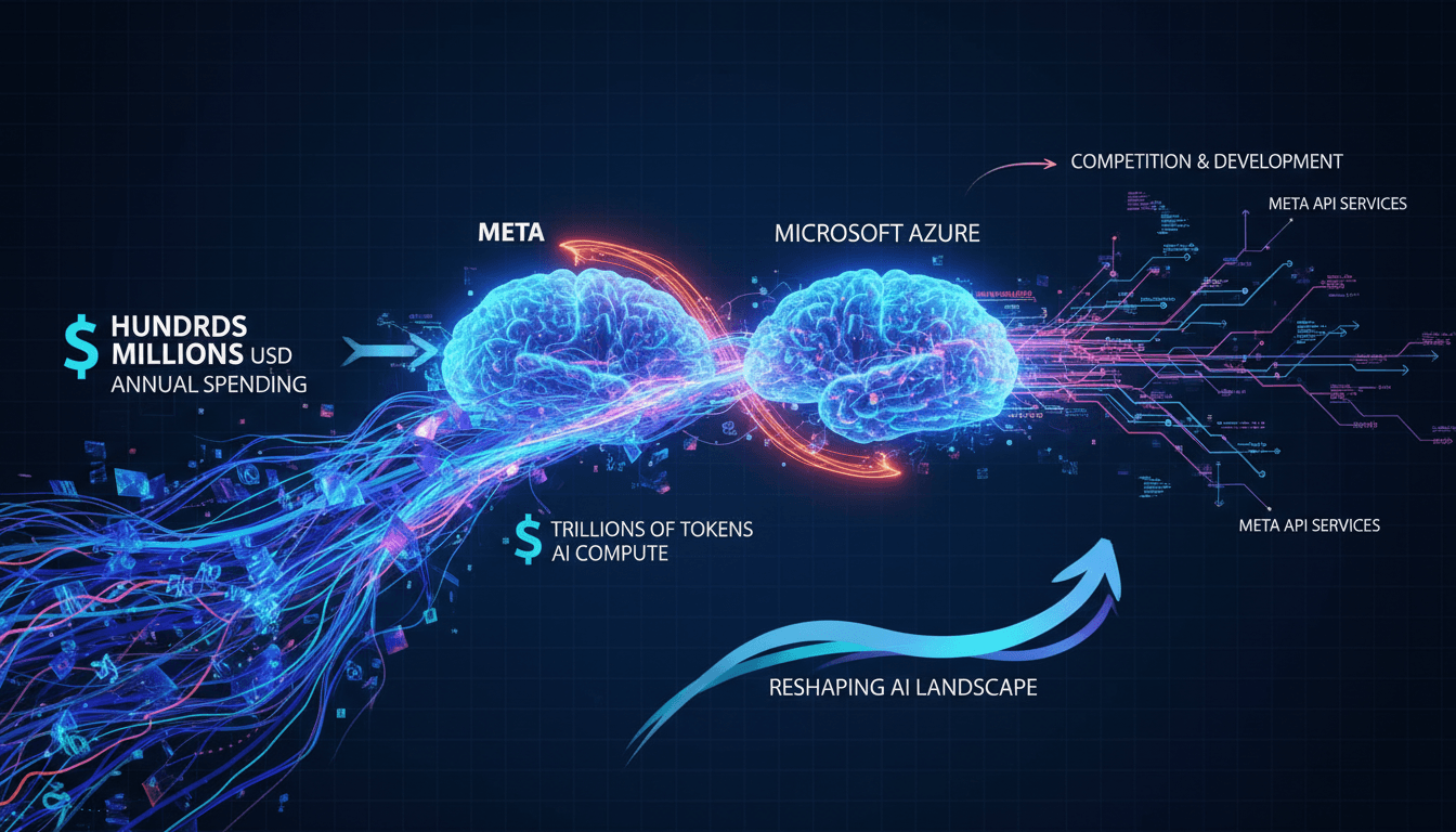 Infographic showing Meta's AI spending on Microsoft and its implications for the tech industry.