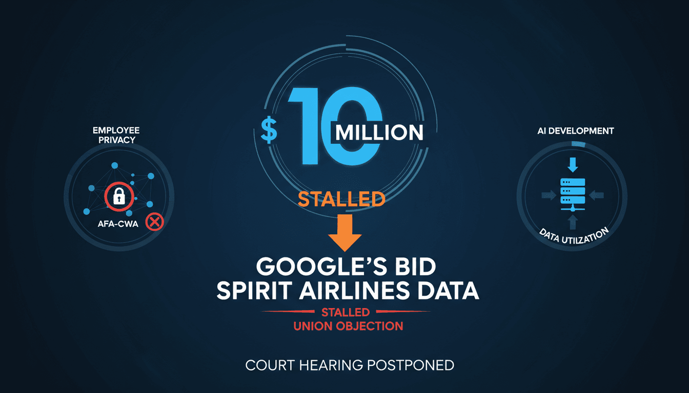 Infographic detailing Google's $10 million bid for Spirit Airlines' deidentified data and the associated privacy concerns.