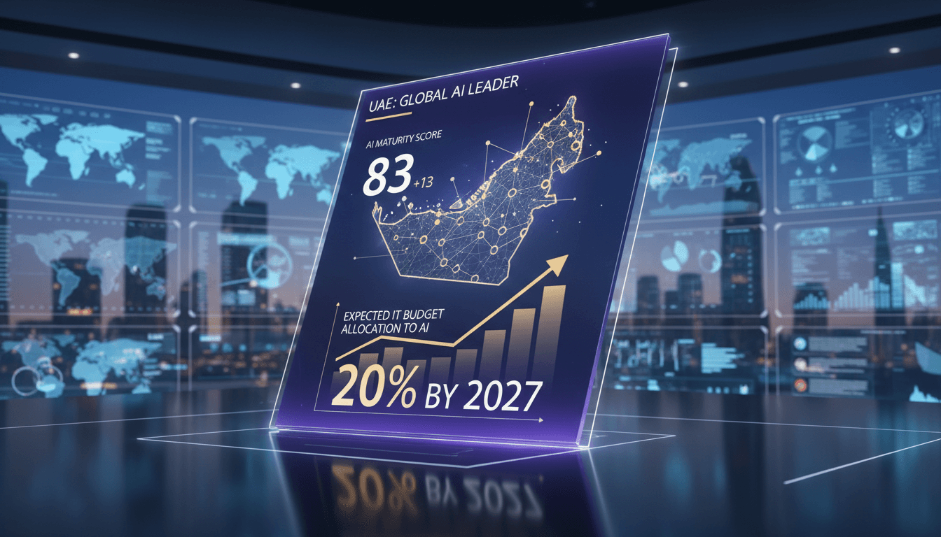 Infographic illustrating UAE's AI maturity score and future investment trends.