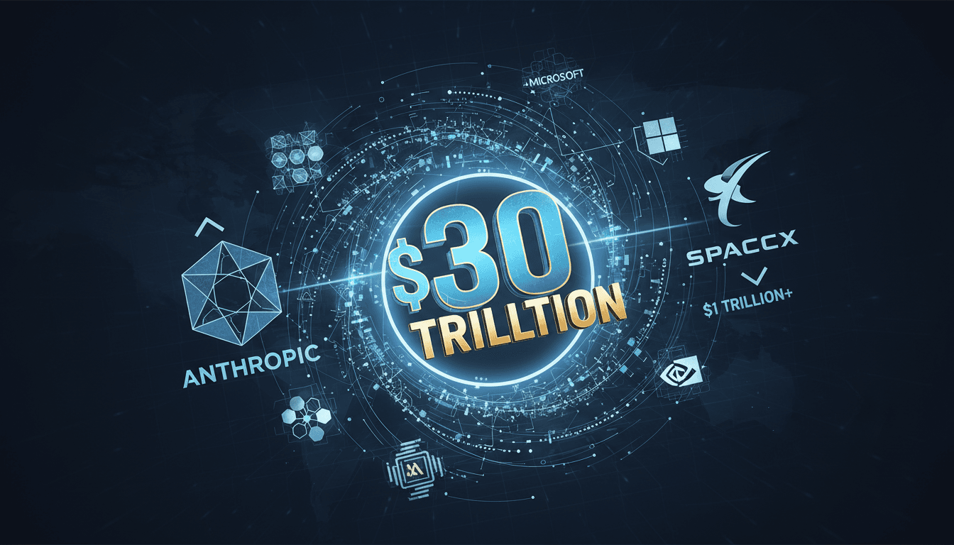 A graphic illustrating Anthropic's projected $30 trillion market for AI, highlighting its significance in the tech industry.