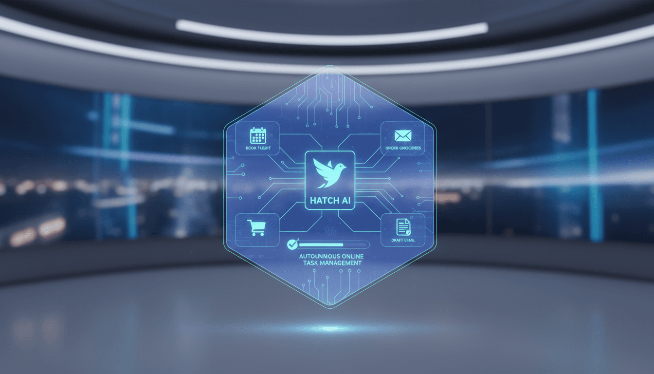 A visual representation of Meta's Hatch AI agent managing tasks across various digital platforms.
