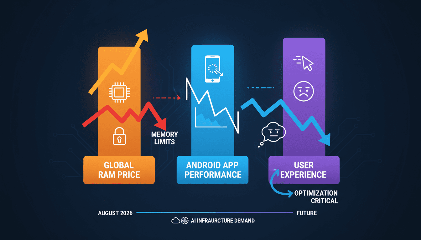 Infographic showing the impact of Google's memory limits on Android apps and devices.