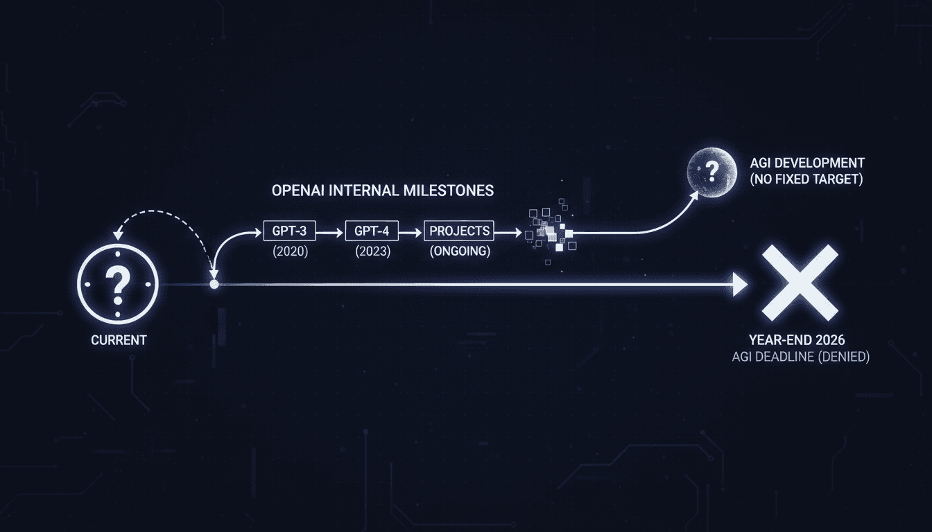 A visual representation of OpenAI's AGI timeline and internal milestones in AI development.