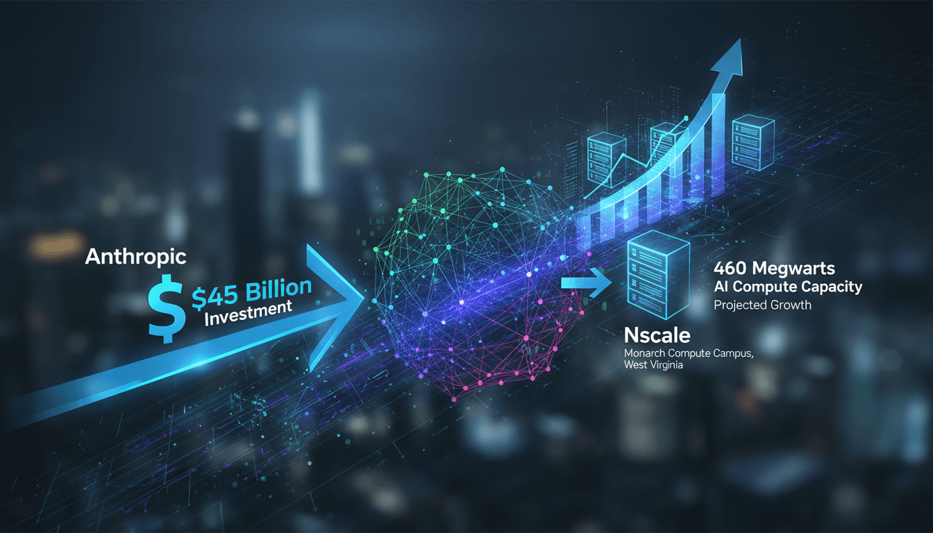 Infographic showing Anthropic's $45 billion investment in Nscale for AI compute capacity.