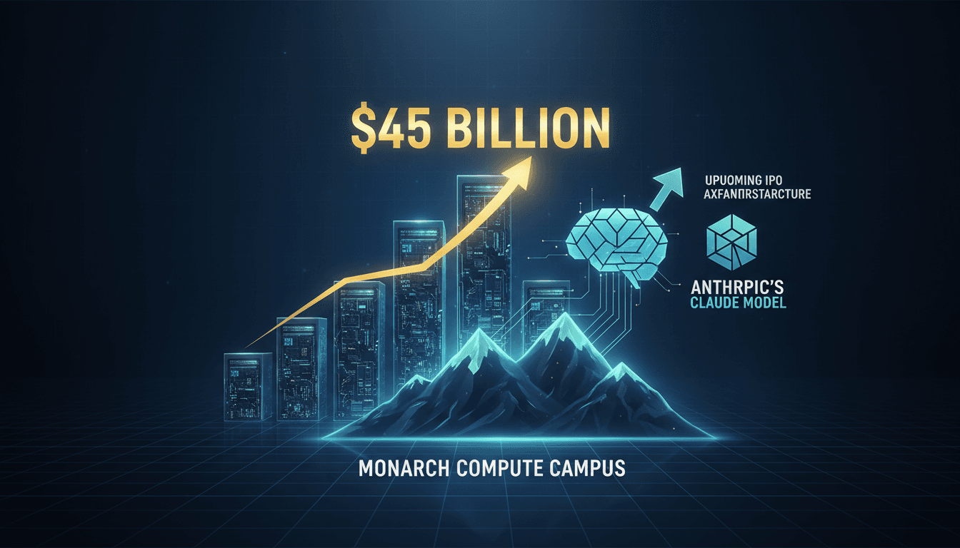 A visual representation of Anthropic's $45 billion investment in AI computing capacity with Nscale.