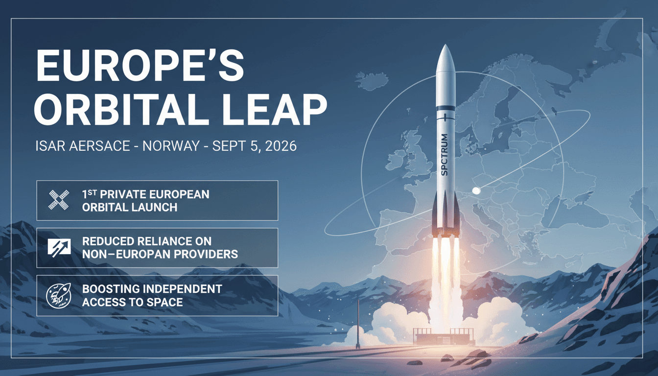 Isar Aerospace's Spectrum rocket launching from Norway, symbolizing Europe's advancements in private space exploration.