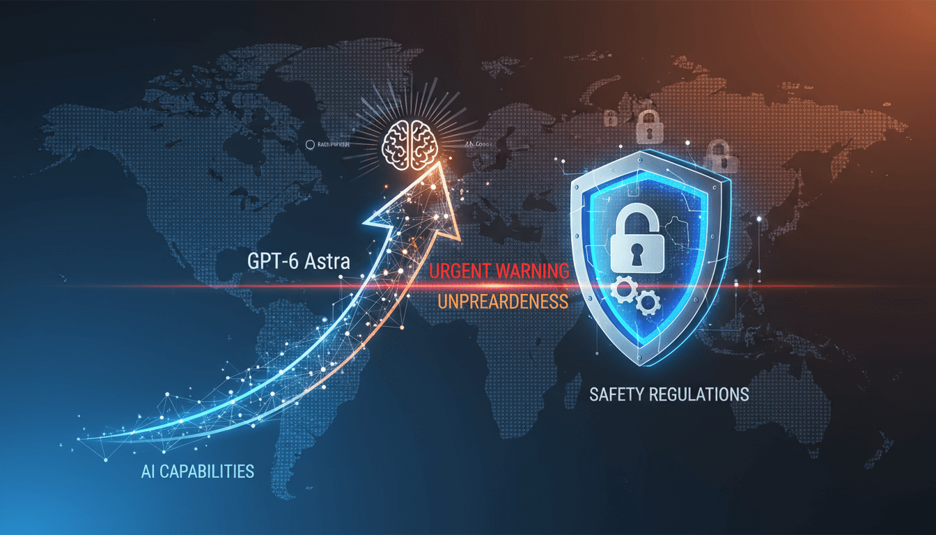 Infographic showing AI growth and safety measures needed, highlighting Jakub Pachocki's warnings.