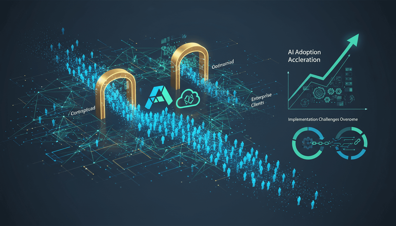 Infographic showing Accenture and Google Cloud's partnership for AI deployment with forward-deployed engineers.