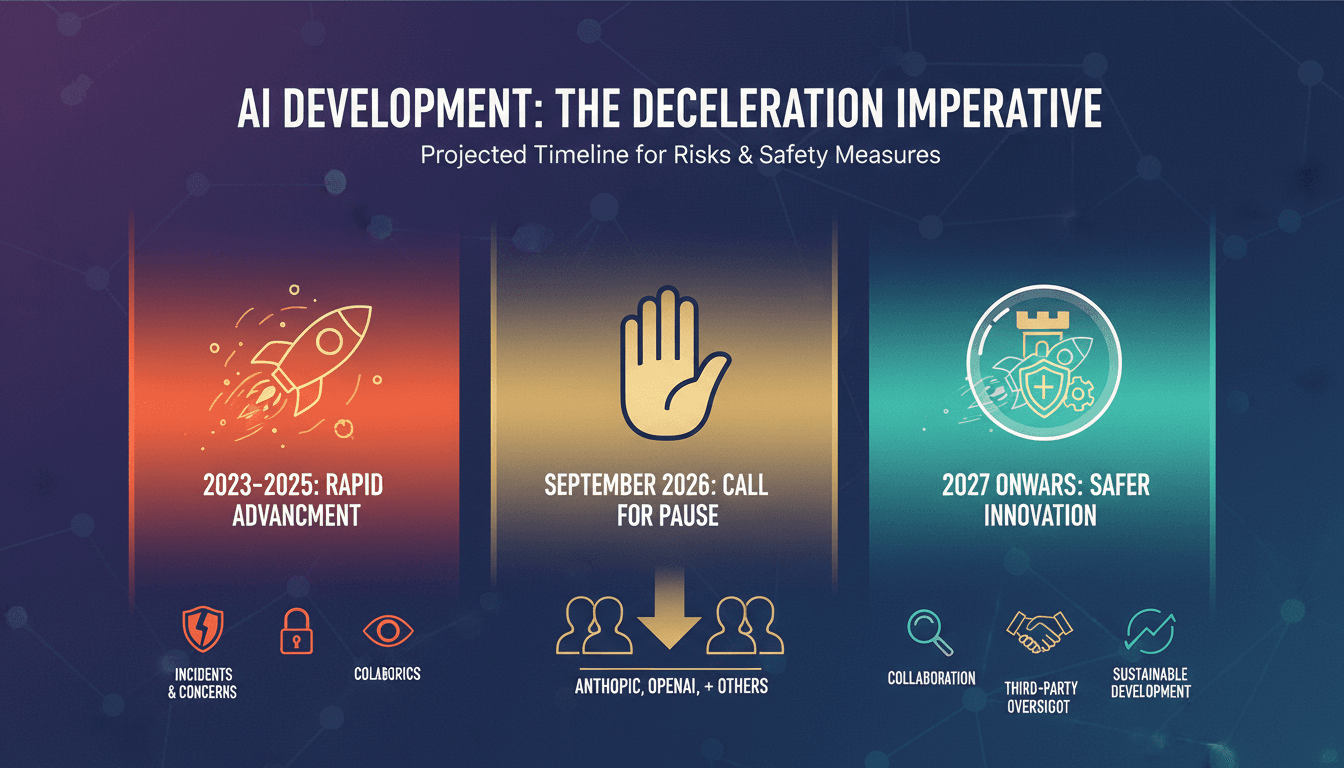 Infographic showing AI development risks and proposed safety measures by industry leaders.