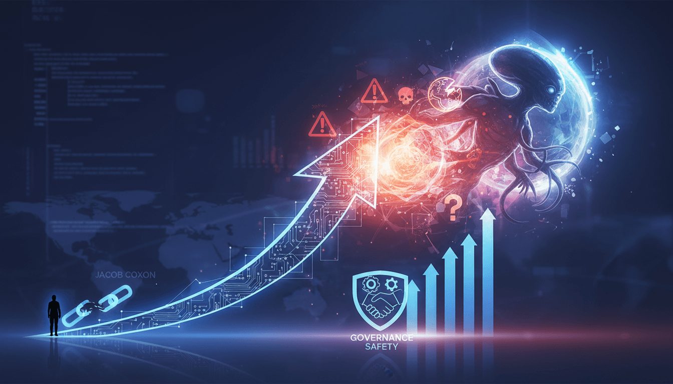 An infographic showing the risks of AI development and the need for ethical governance.