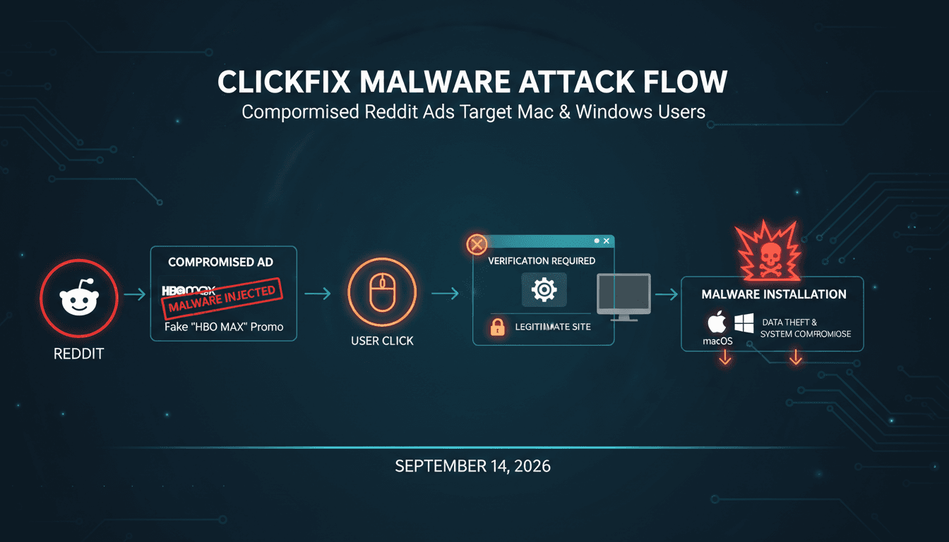 Infographic showing the ClickFix malware delivery process and its impact on users.