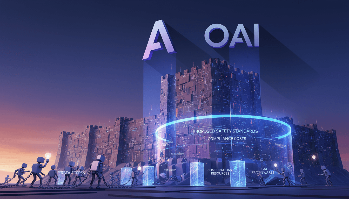 Infographic showing the impact of Anthropic and OpenAI's safety proposals on smaller AI developers.