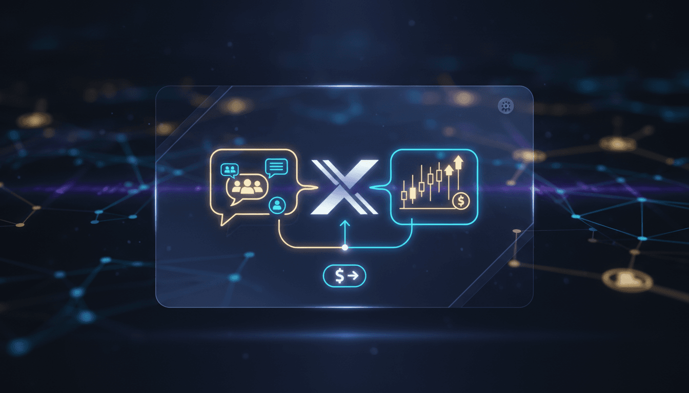 A visual representation of X's Cashtag trading feature, illustrating the integration of social media and financial transactions.