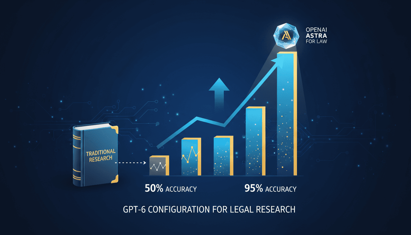 Infographic showing the accuracy of OpenAI's Astra for Law in legal research compared to traditional methods.