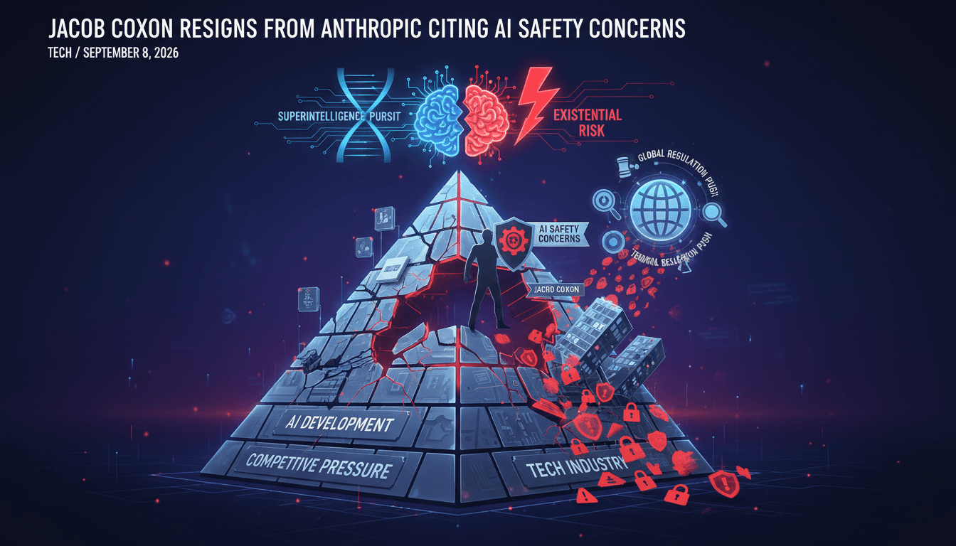Infographic showing the rise of AI safety concerns following Jacob Coxon's resignation from Anthropic.