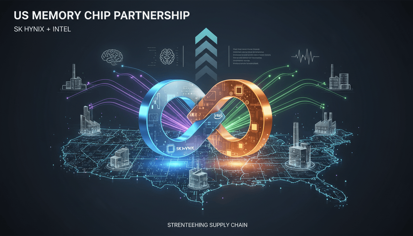 Infographic showing the potential impact of SK Hynix and Intel's partnership on US semiconductor manufacturing.