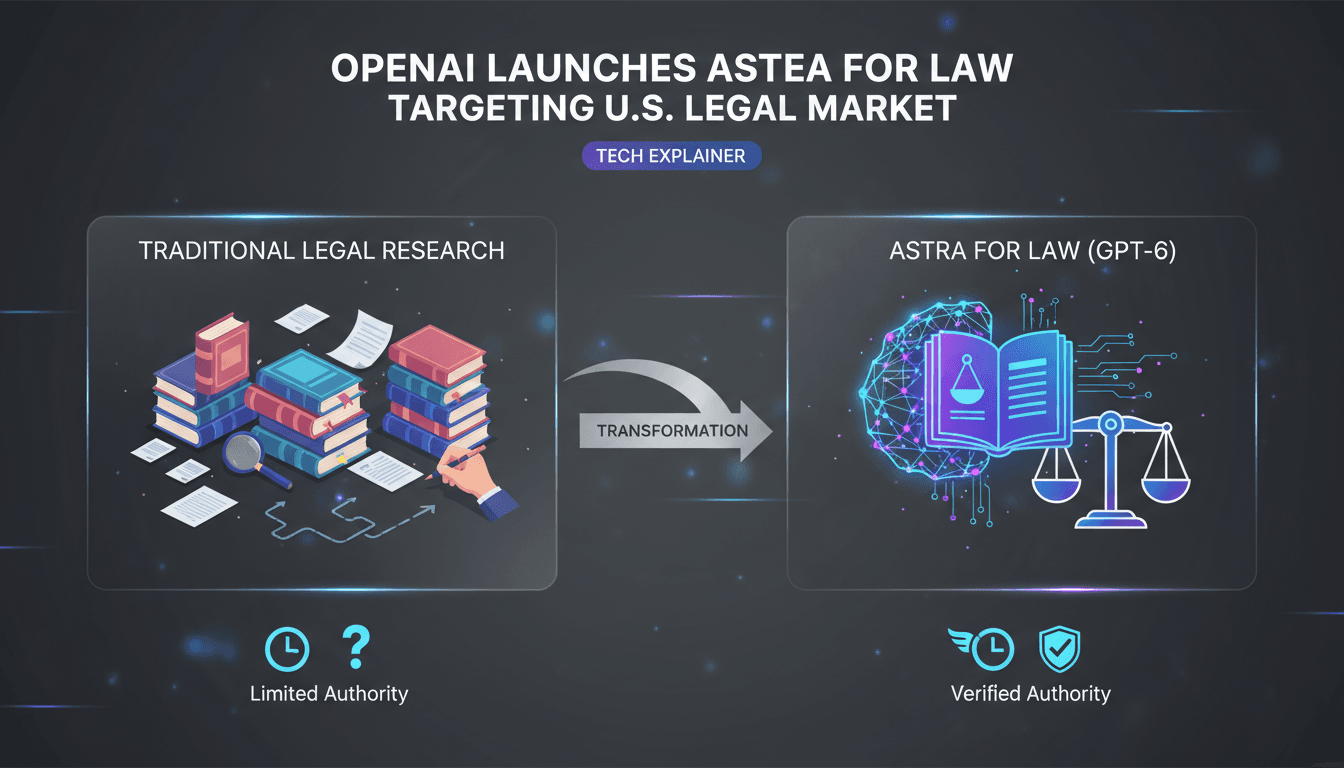 Infographic comparing Astra for Law's capabilities with traditional legal research methods.