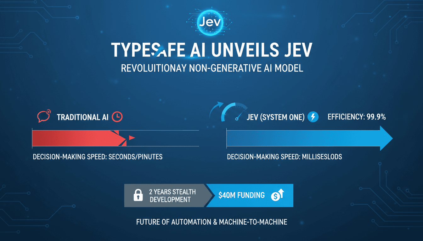 Infographic illustrating Jev's rapid decision-making capabilities compared to traditional AI models.