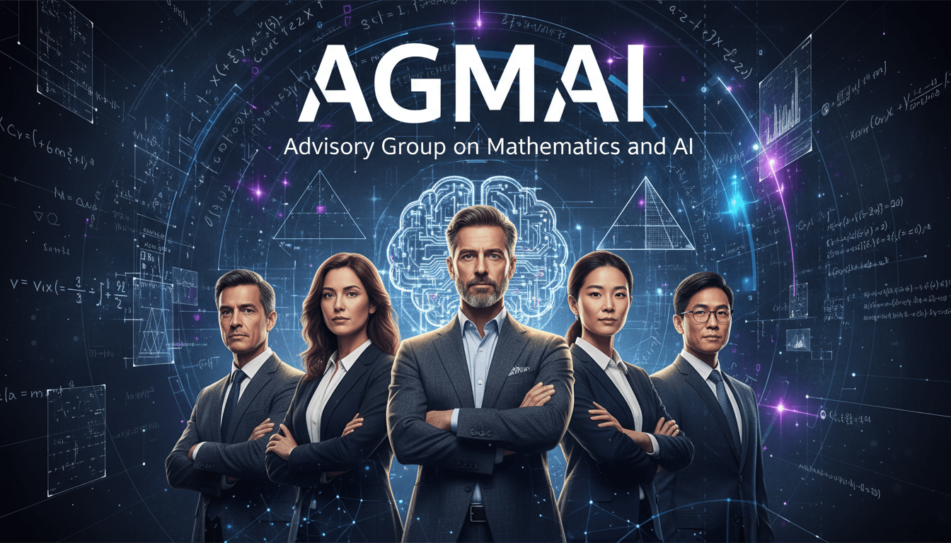 Visual representation of OpenAI's new math advisory group with equations and AI elements.
