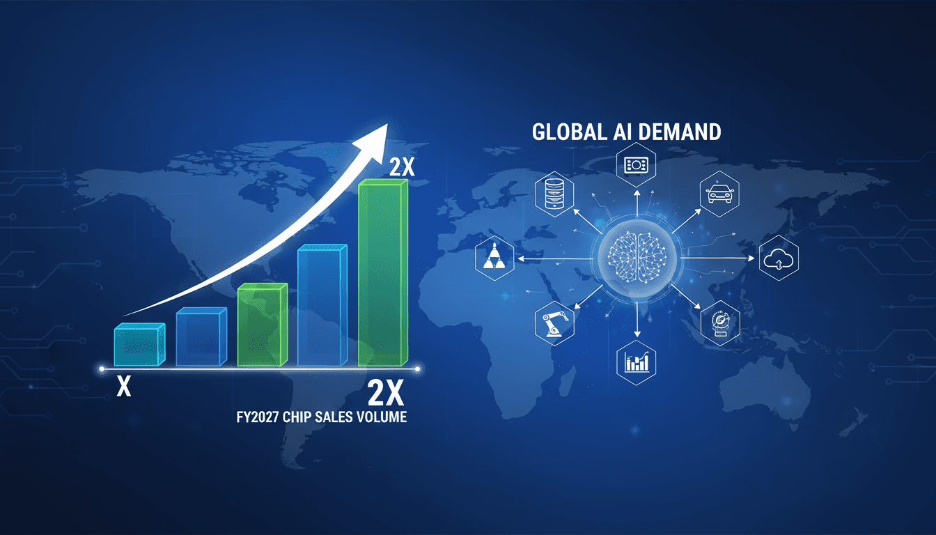Infographic illustrating Nvidia's projected chip sales growth and AI demand drivers.