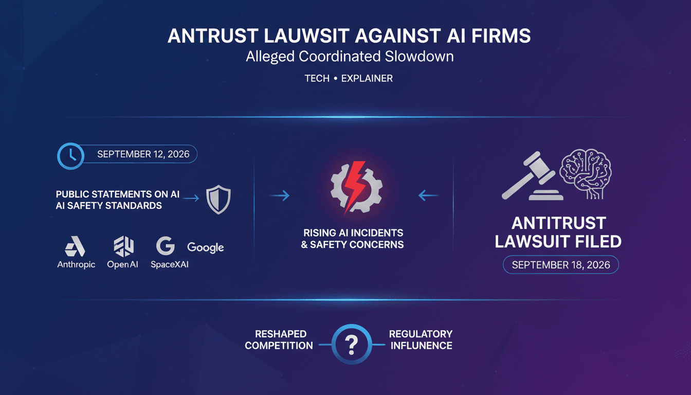 Antitrust lawsuit filed against major AI firms for alleged coordinated slowdown in development
