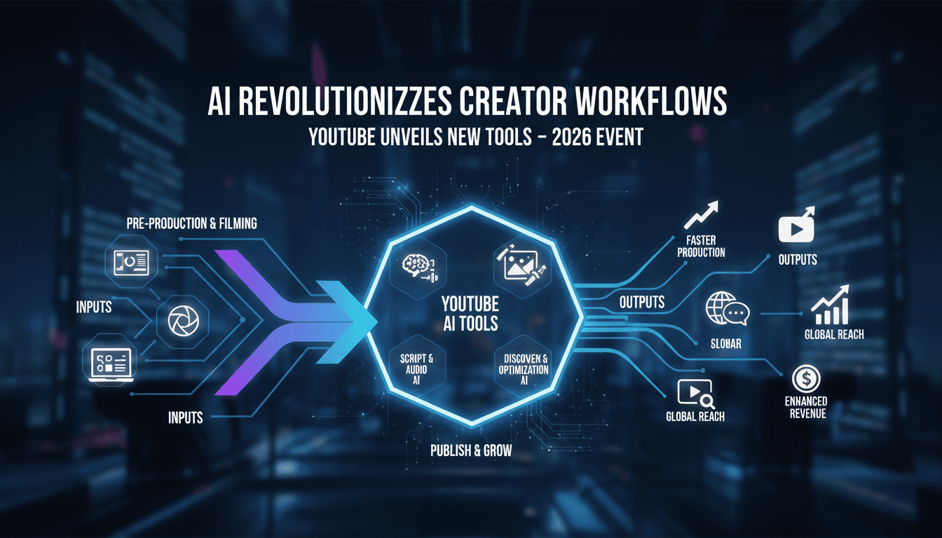 Infographic showing YouTube's new AI tools for creators and their impact on video production.